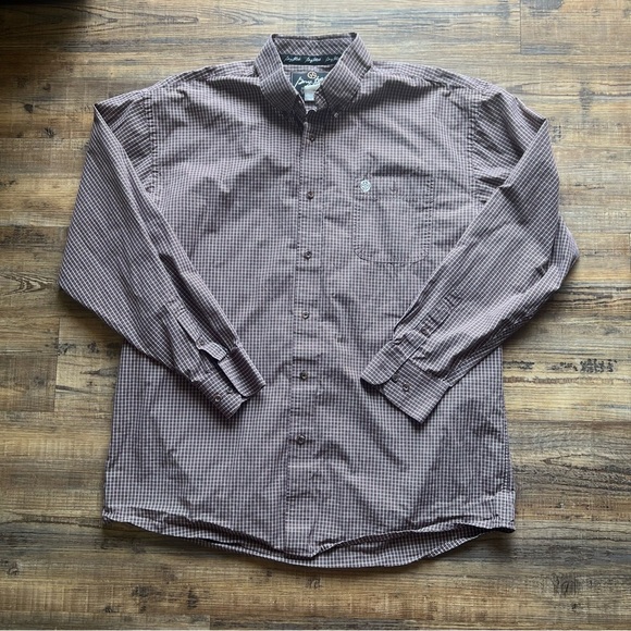 Wrangler Men’s Brown Plaid George Strait Button Down Size XXL - Picture 1 of 6